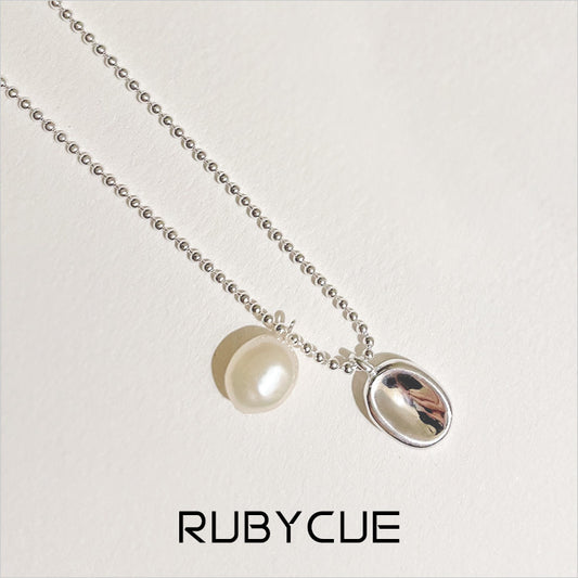 Sterling Silver Disc And Freshwater Pearl Ball Chain Necklace