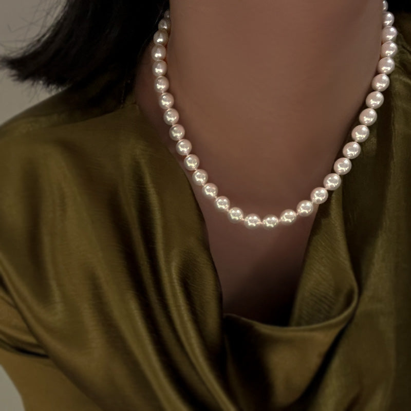 Modern Vintage Design Sterling Silver Statement Pearl Necklace