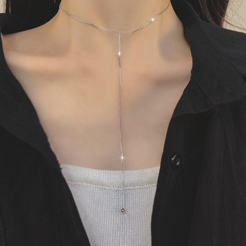 Minimalist Sterling Silver Y-Neck Lariat Necklace