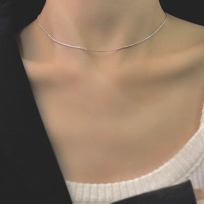 Minimalist Sterling Silver Snake Chain Choker Necklace