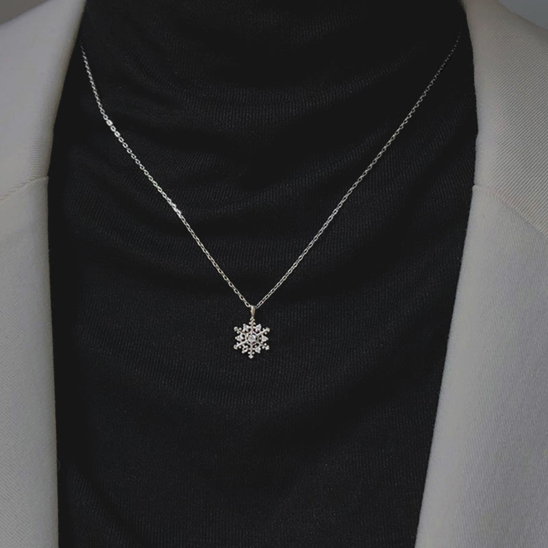 Sterling Silver & Cubic Zirconia Slide Lariat Necklace With Snowflake Pendant