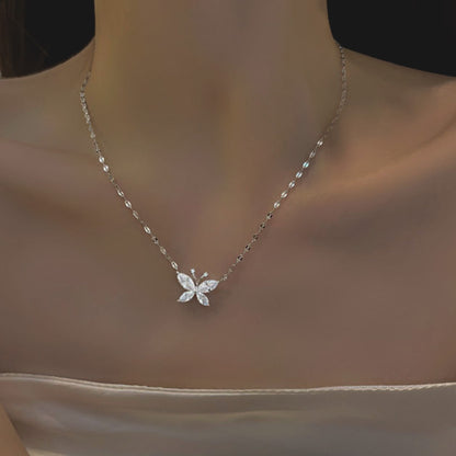 Sterling Silver & Cubic Zirconia Butterfly Necklace